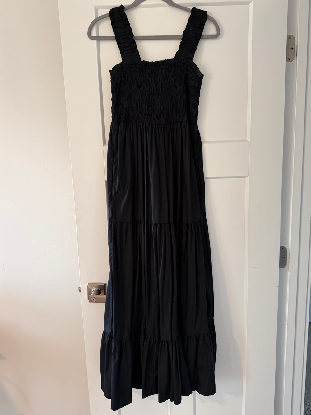Abercrombie & Fitch Black Smocked Maxi Dress with Ruffled Straps
